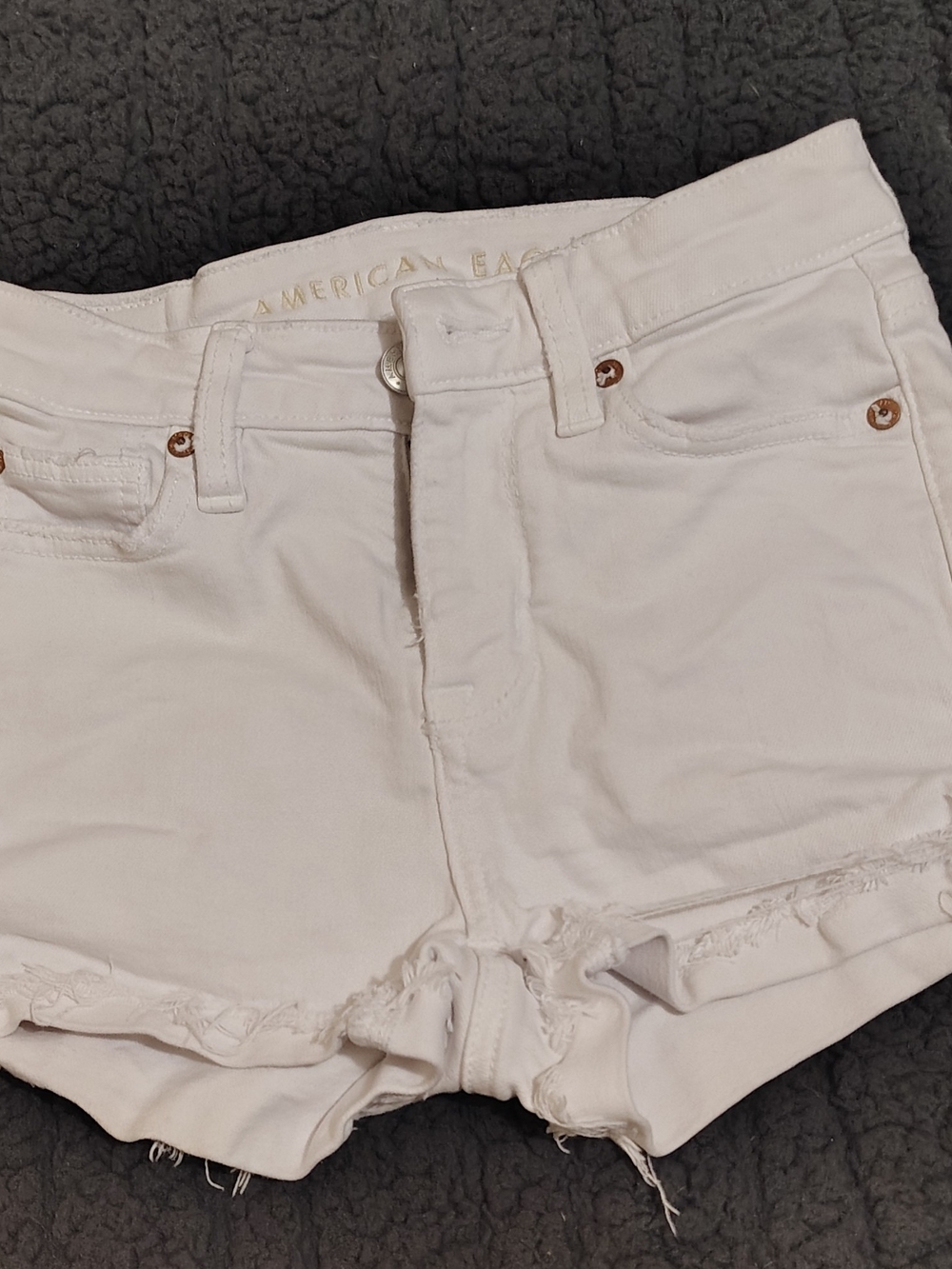 American Eagle Outfitters White Frayed Hem Denim Shorts